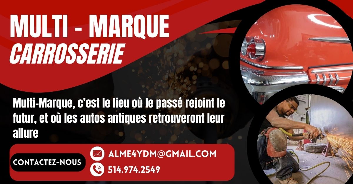  Carrossier ponçant un panneau de carrosserie dans un atelier à Repentigny 